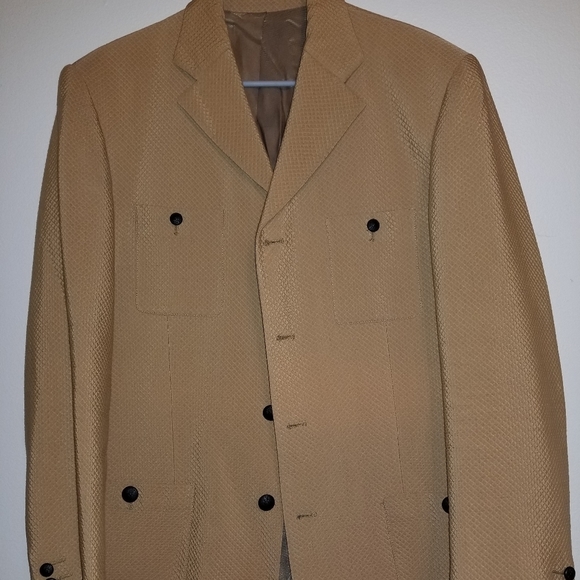 Designer tdl Tan Quilted 4-Button Blazer- 50 - Picture 2 of 4